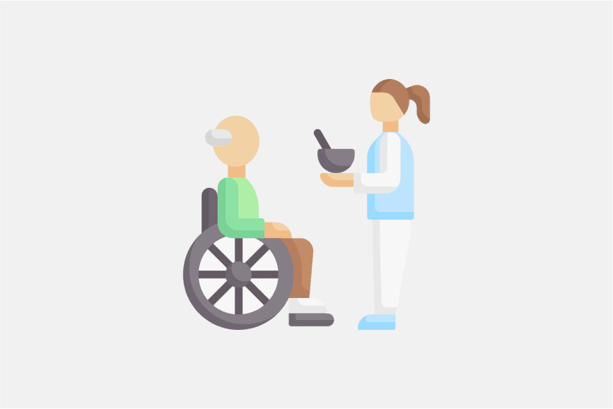 An elderly man in a wheelchair is being helped by a nurse  Caryfy AI